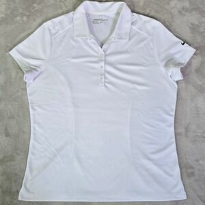 Nike Golf Dri Fit Womens XL White Short Sleeve Polo Shirt Athletic Performance